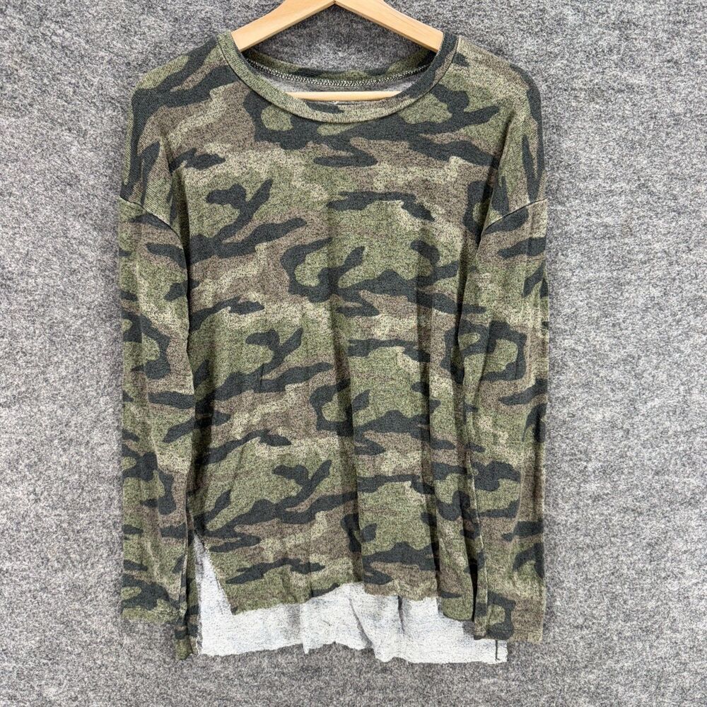 Soft & Sexy T-Shirt Women S Small Gray Camouflage Long Sleeve Round Neck Casual